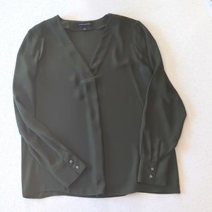 Banana Republic Sheer V-neck Long Sleeve Blouse